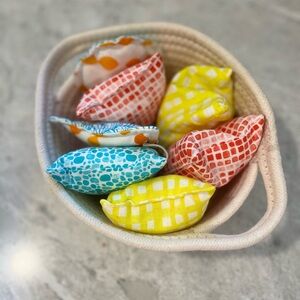 Lovevery bean bags and cotton basket